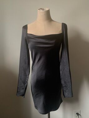 Princess Polly Black Satin Mini Dress